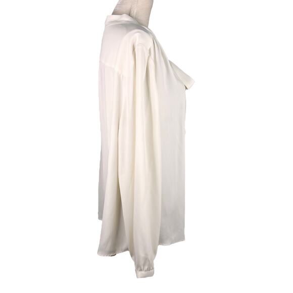 Chico's Blouse Off White 4 XXL 20/22 Button Up Tie Long Sleeves - Picture 13 of 13